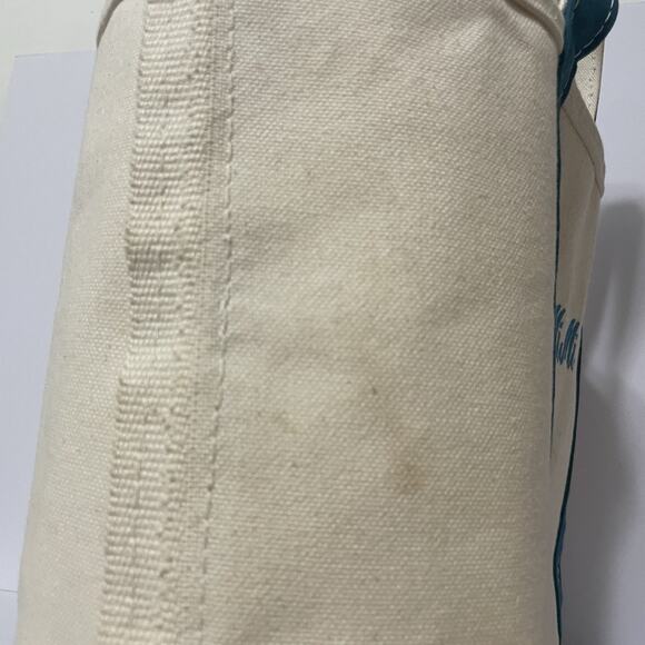 LL Bean Boat and Tote Canvas Bag Meduim USA Teal Blue Embroidered MiMi -See Pics - Picture 6 of 16